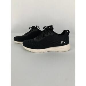 Skechers Bobs Sport Squad Tough Talk Lace Up Sneaker Shoe Womens 8 Medium Black